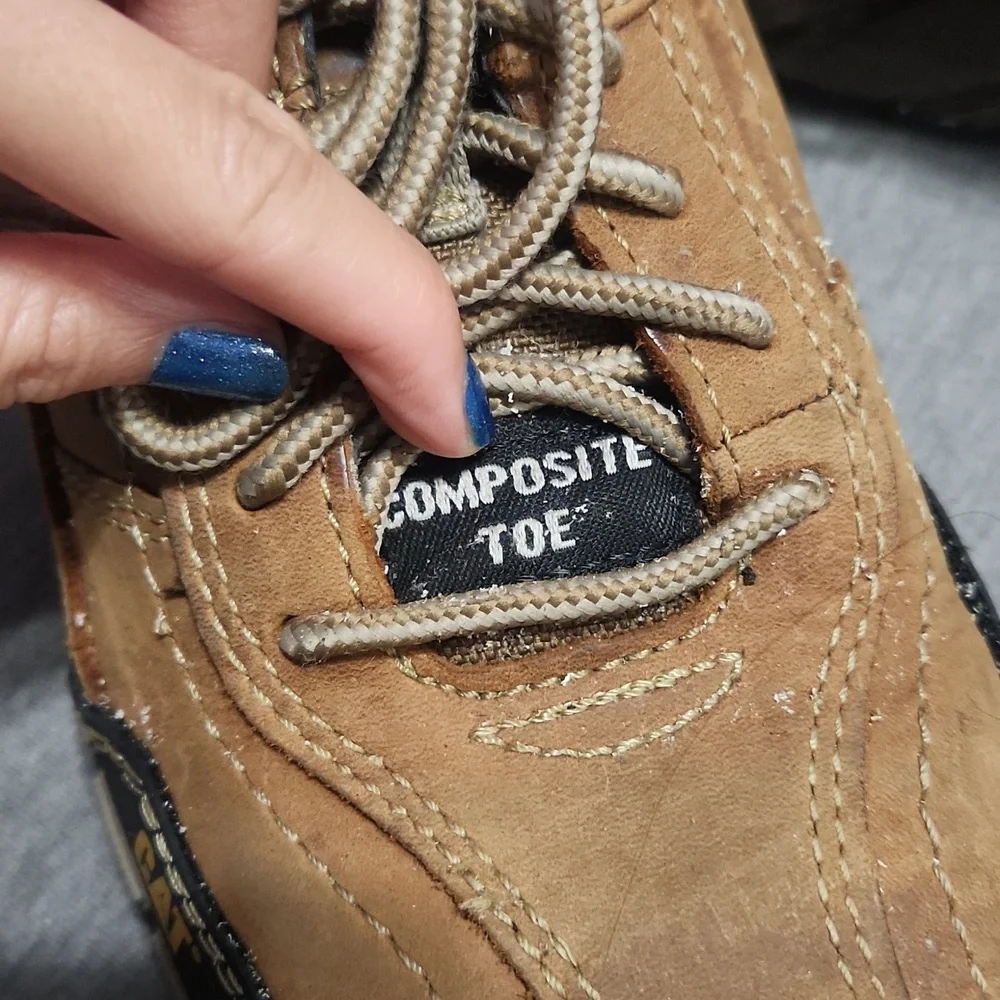 CATERPILLAR Men's Brown Leather Composite Toe Work Shoes Sneakers Low-Top Boots - Picture 8 of 17